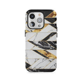 Marmur Noir & Gold Chevron