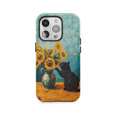 Gwiaździste słoneczniki i kot