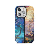 Okno leśne oświetlone księżycem